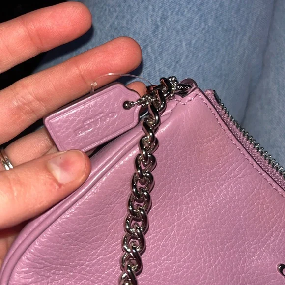 Coach Pink purple Leather shoulder purse with Chain Strap - Picture 9 of 12